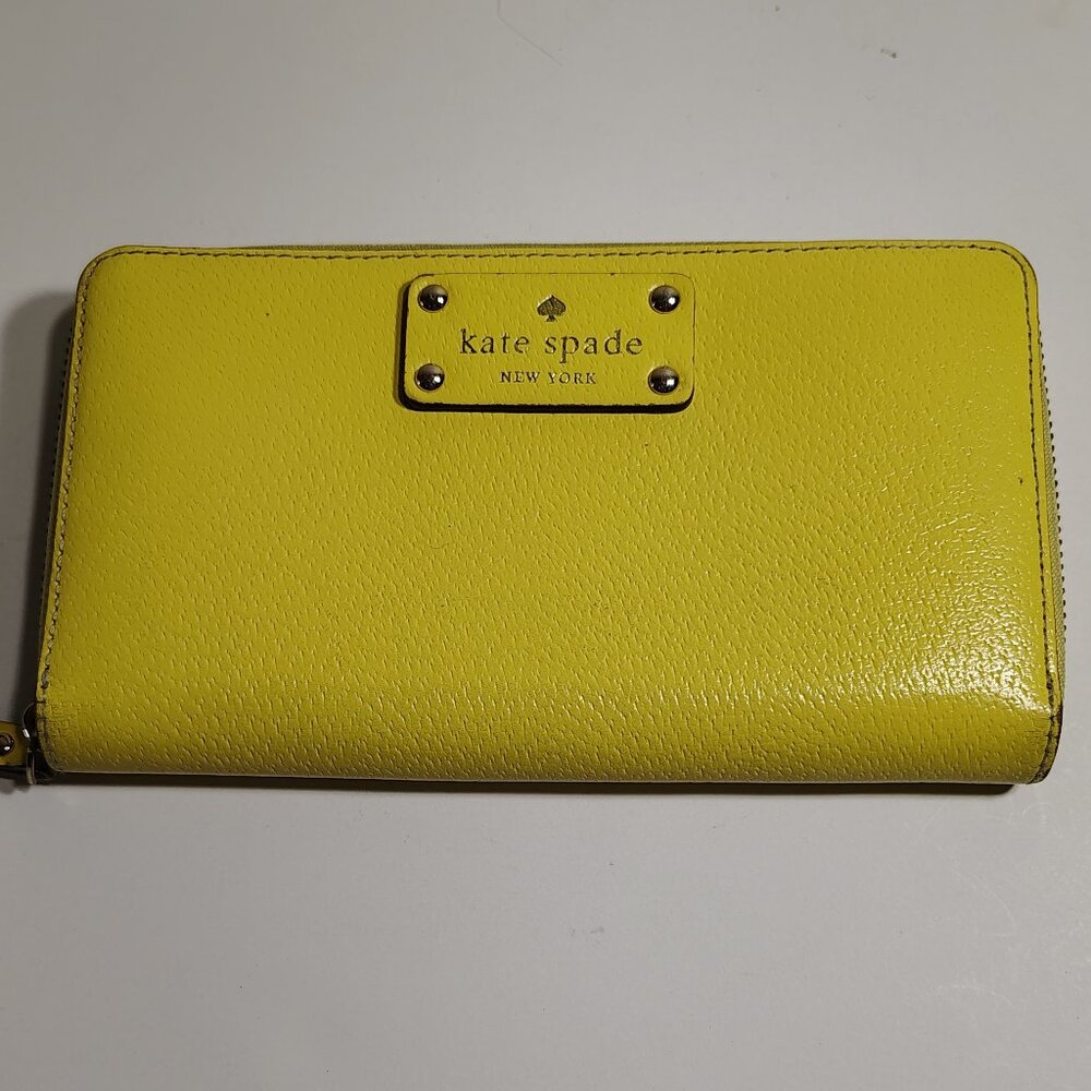 Kate Spade Continental Zip Wallet Lemon Yellow Preppy Minimalist Designer